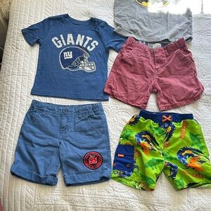 Size 2T boys Kids Shorts 5 piece Bundle and t shirt